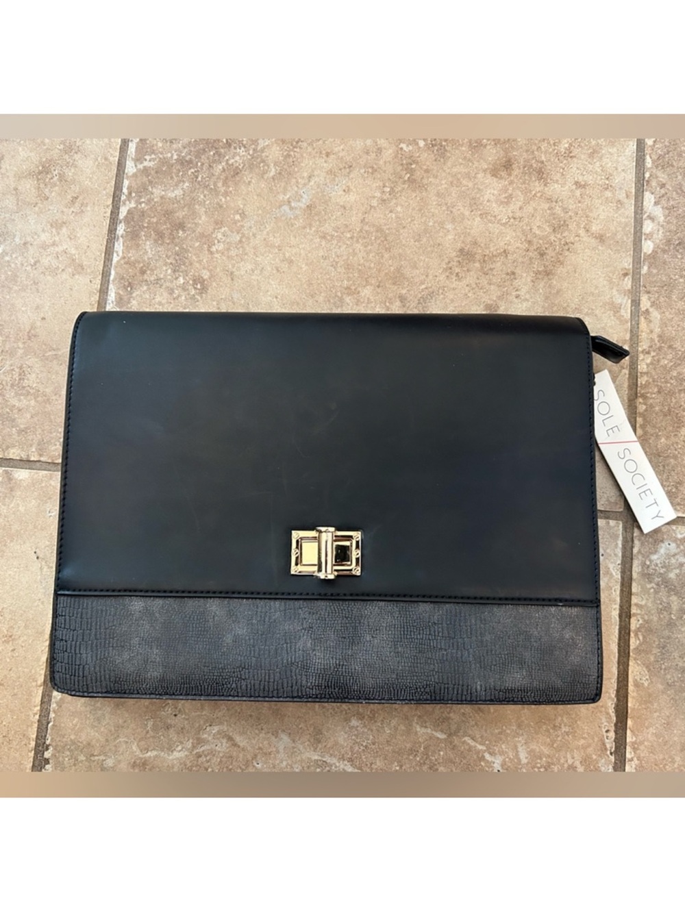 Sole Society Black Envelope Purse with Gold Clasp - Picture 2 of 5